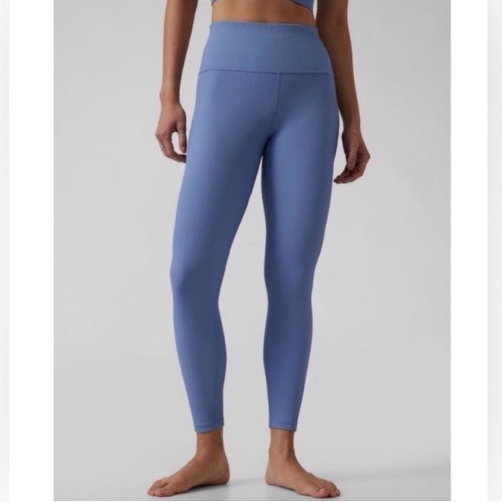 Athleta Elation ribbed tights leggings blue sz L tall